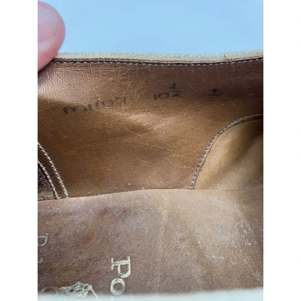 VTG Polo Ralph Lauren Bench Made Leather Shoes England Brown White‎ Size 10.5 D